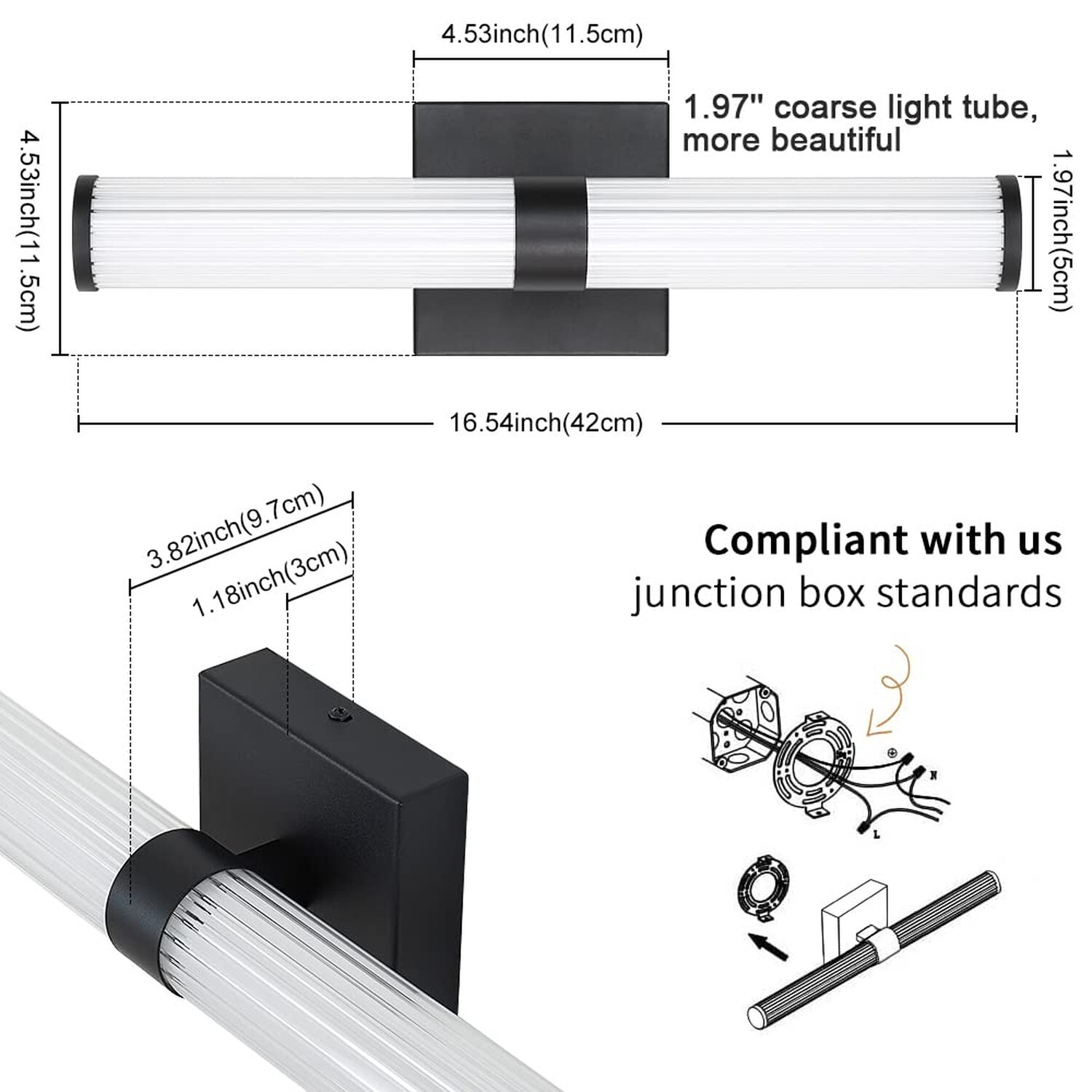 Gednbo Sconces Wall Lighting Black Bedroom Wall Sconce 16.54 Inch 28W