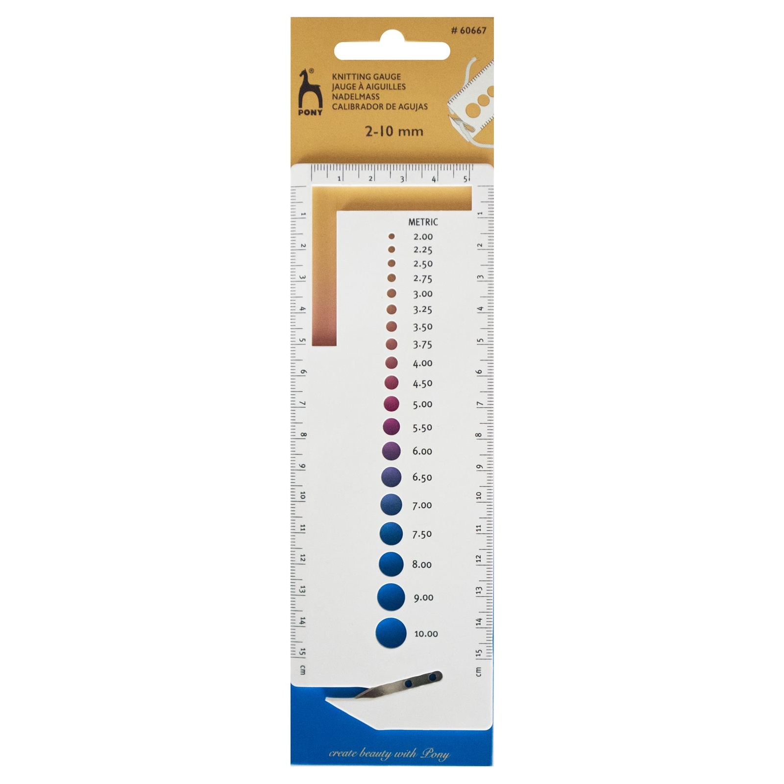 Pony Knitters Gauge: 2.00mm - 10.00mm