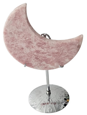 Rosa Opal Mond - geschnitzter Naturkristall - mit Ständer - Schreibtisch