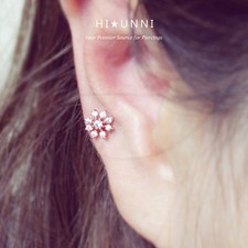 16g Snowflake cartilage earring, helix earring, conch tragus ear piercing, 1pc