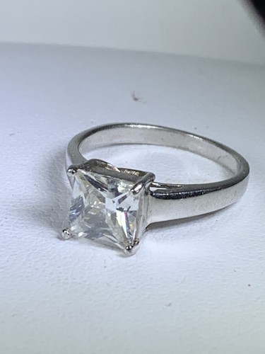 Designer Signed NF Sterling Silver Engagement CZ Ring Size 7.5 ~ 3 Grams - Picture 1 of 5