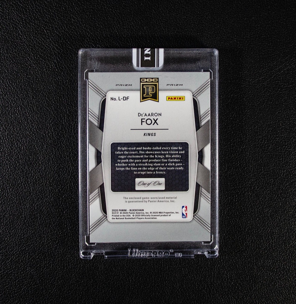 2020 Blockchain One of One Prizm Cracked ice De'Aaron Fox Patch Sacramento  Kings