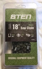 18" 8TEN Semi Chisel Saw Chain .063" Gauge .325 Pitch 74 Drive Links New