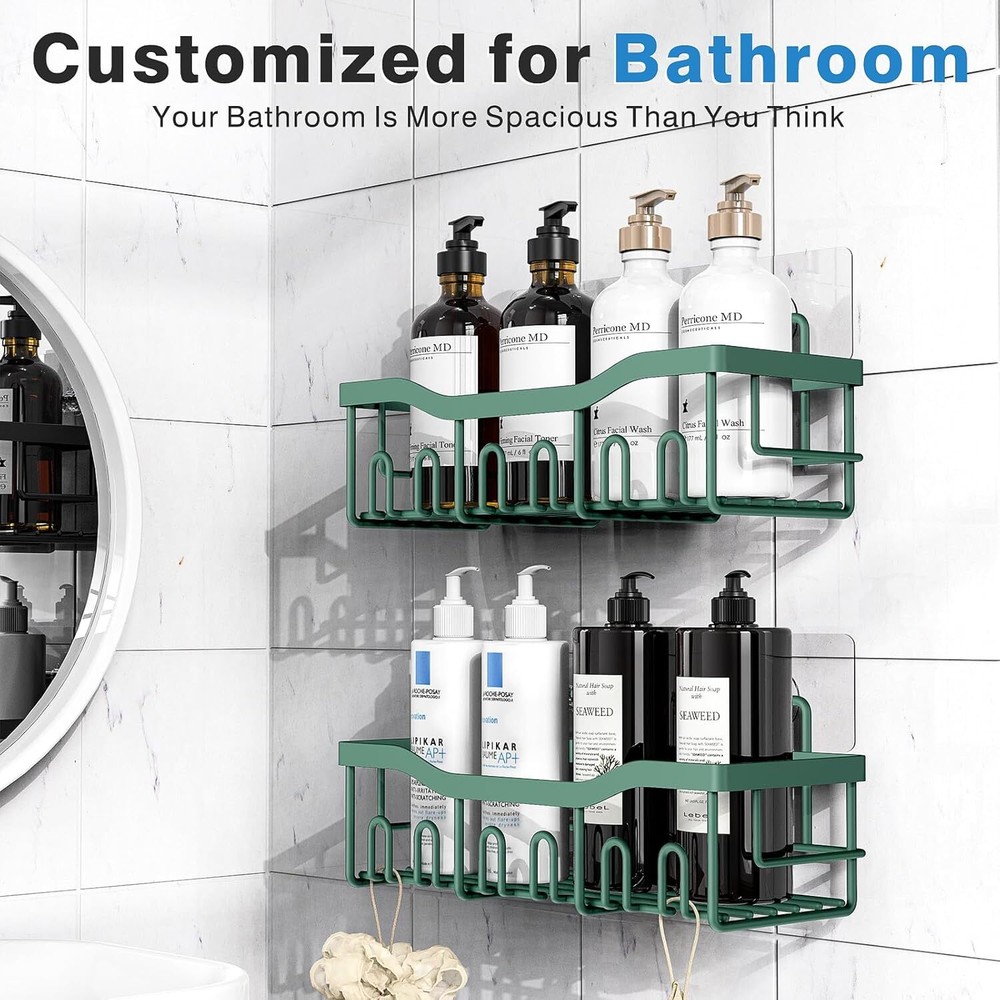 Shower Caddy 2 Pack,Adhesive Organizer for 2 PACK, Blackish Green Shower Caddy 2 Pack,Adhesive Organizer for 2 PACK, Blackish Green