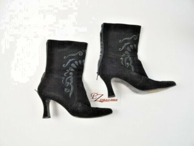 Rossimoda Black Suede Embroidered Boot Size 3