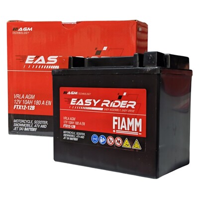 Motorradbatterie FIAMM FTX12-12B 12V 10Ah 180A AGM Polo SX = YTX12-BS GTX12-BS