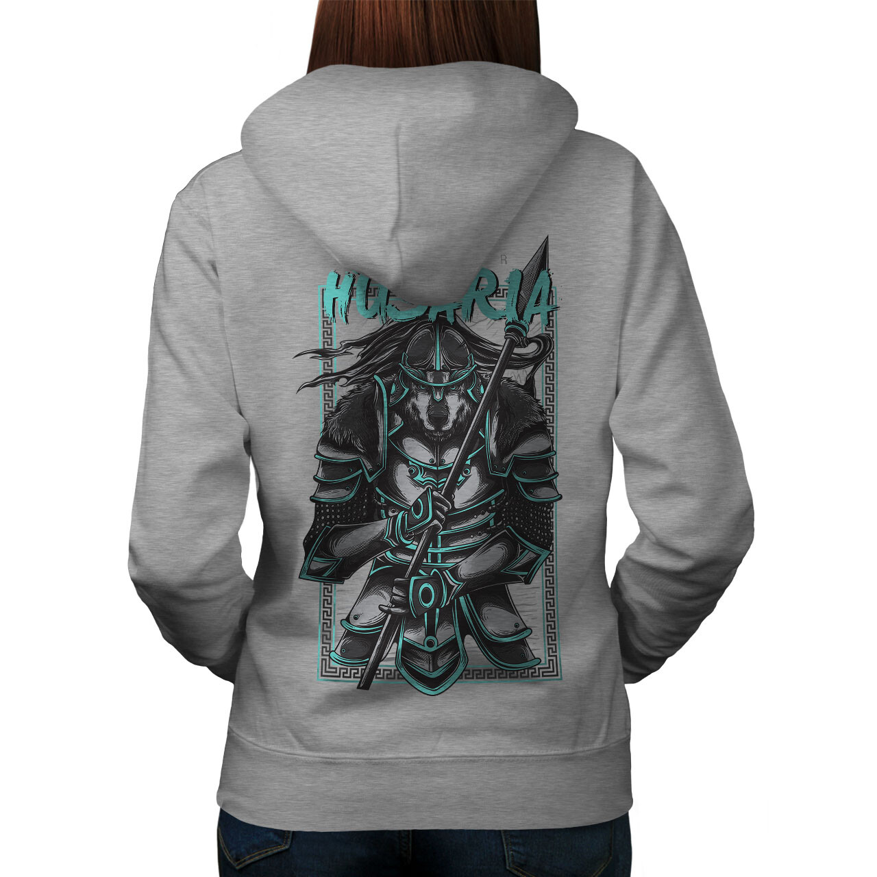Wellcoda Warrior Husaria Fashion Womens Hoodie Back