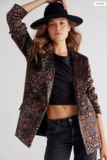 Free People Velvet Printed Ashby Blazer Xs