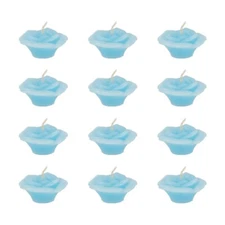 Mega Candles - Unscented 2" Floating Flower Candles - Light Blue, Set of 12