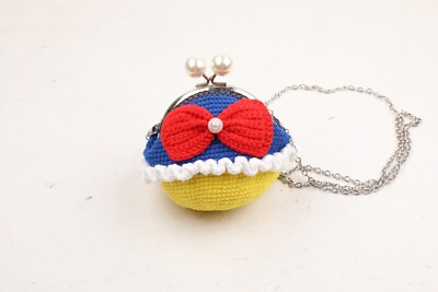 Crochet Kiss Lock Bag Blue Yellow Mushroom