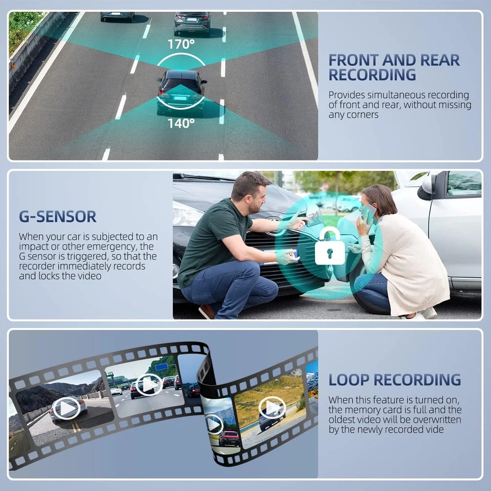 Cámara delantera y trasera grabadora DVR de doble lente 1080P con pantalla táctil de 4" para automóvil Foto 2 de 4