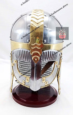 Viking Chain Mail Armor Helmet Medieval Chainmail Norman Knight Helmet w/Stand