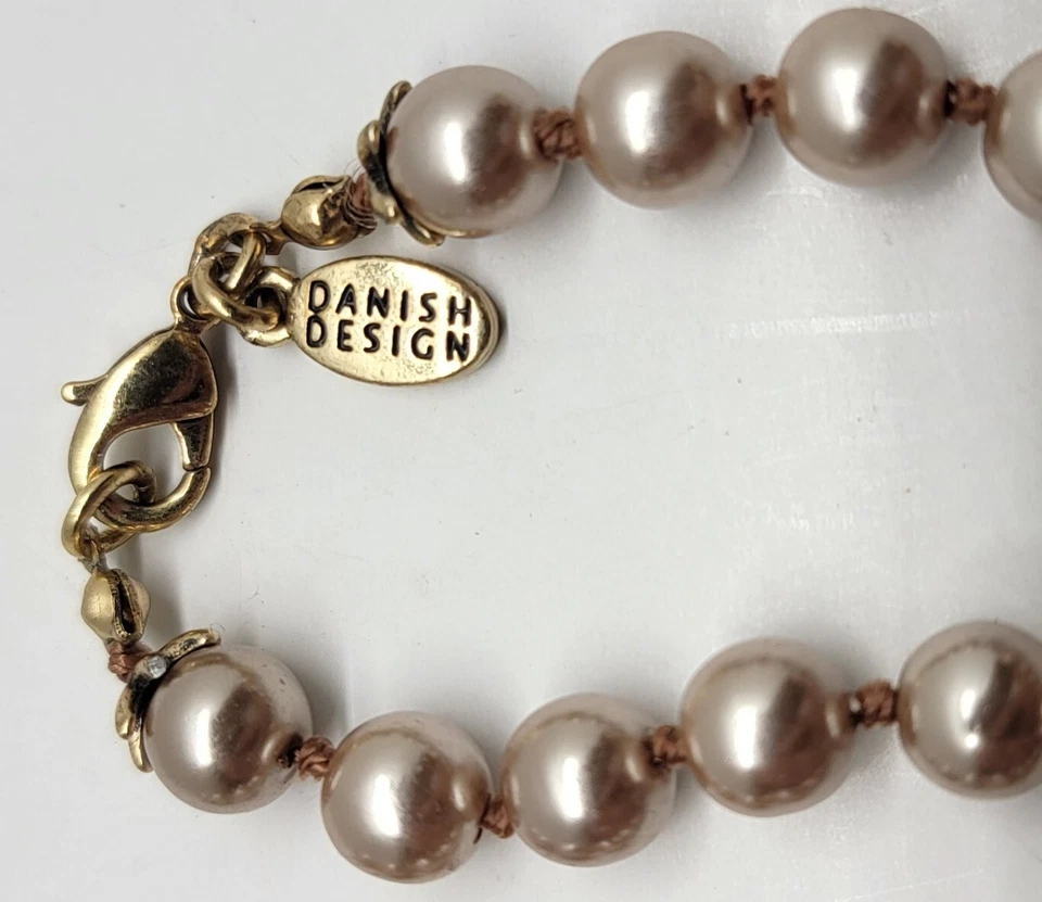 Pilgrim Faux Pearl Necklace Long Bronze Danish Design - Image 3 of 4