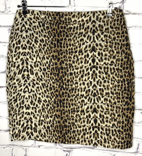 WORTHINGTON Womens Pencil Skirt Size 14 Cheetah Print Tiered Lined Side Zipper