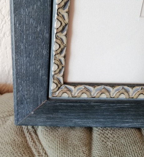 Bild mit Blumen - - Holzrahmen - - blau - B. ca. 42cm - - H. ca. 37cm - Bild 2 von 3