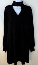 White House Black Market L/S Scarf Tie MJ Chemise Black Dress Size M NWT 110