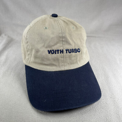 Voith Turbo Hat Men OS Beige Two Tone Strapback Cap Minimal Embroidered