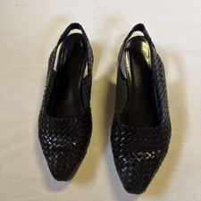 Enzo Angiolini Sling Back Woven Black Leather 8M