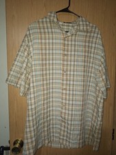 Paradise Collection Mens Large Short Sleeve Button Up Plaid Shirt