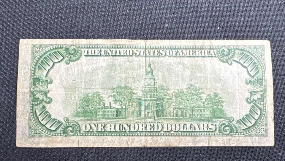 1934 $100 Federal Reserve Note Cleveland Green Seal Fine Hard to find - Image 2 of 4