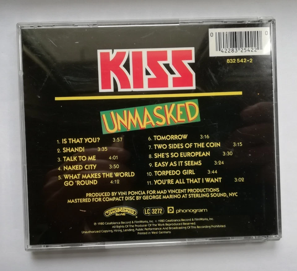 Kiss – Unmasked - CD (832 542-2) Casablanca Reissue - Zustand gut - Bild 2 von 2