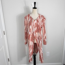 NEW Chico's Travelers Pleated Printed Long Blazer Duster Women's Size 1 8/10