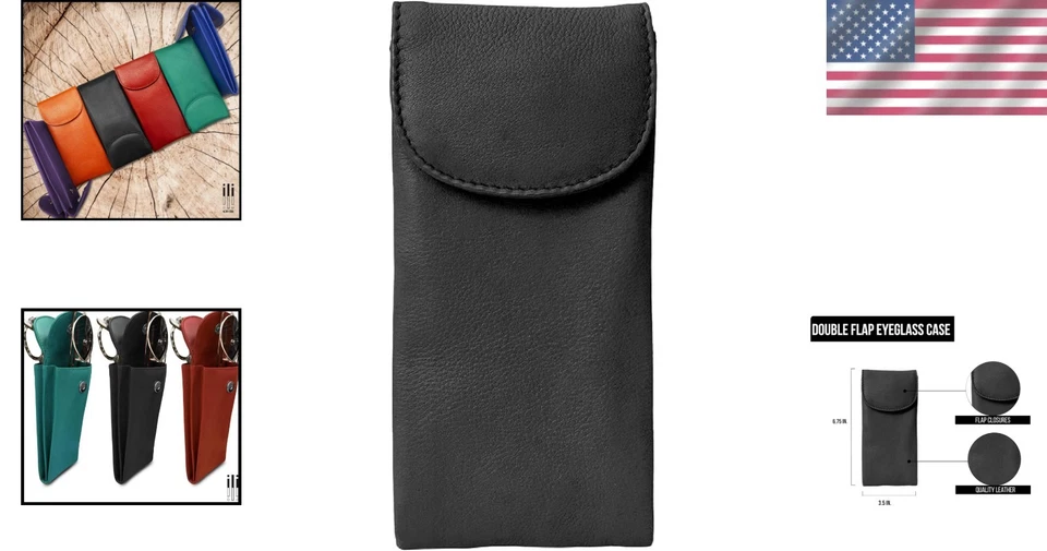 Elegant Soft Leather Eyeglass Case: Dual Compartment for Sunglasses & Readers - Image 2 of 4