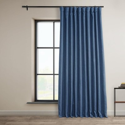 Extra Wide Linen Blackout Curtain Rich Woven Texture Versatile Hanging Options