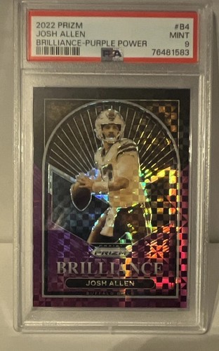 Panini 2022 Prizm Josh Allen Brilliance Purple Power /49 #B-4 PSA 9 Bills