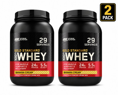 Optimum Nutrition 100% Whey Protein Powder, Banana Cream Exp.04/27.  2pk