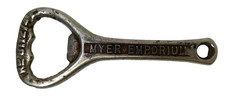 VINTAGE MYER EMPORIUM MELBOURNE CAST IRON METAL BOTTLE OPENER ADVERTISING