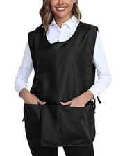 Unisex Cobbler Apron with 3 Deep Pockets, Smock Vest Standard 1 Pack - Black