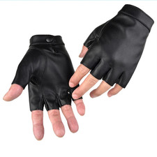 YANBIGUO Half Finger Driving PU Leather Motocycle Gloves Outdoor Sport Faux Half