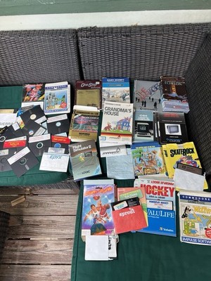 VINTAGE COMPUTER GAME LOT - Commodore 64/128 C64 Games, Flight Simulator Big Box
