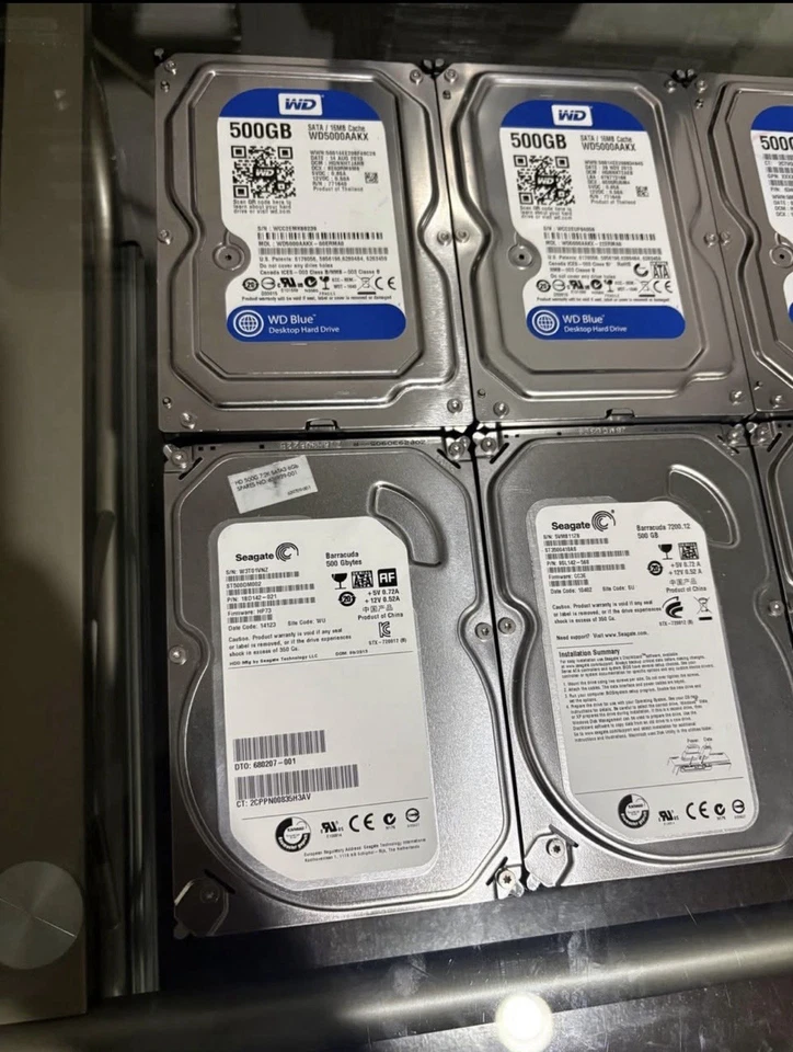 Bundle of 10 500GB 5900RPM/7200RPM Hard Drives - Tested - Working - Image 2 of 4