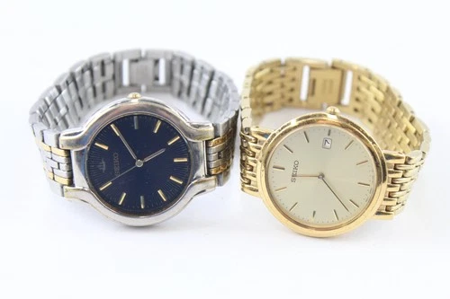Vintage Seiko Gold & Two Tone Quartz Watches Working x 2