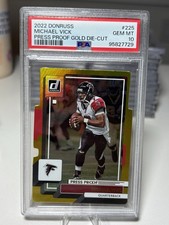 2022 Donruss Michael Vick Press Proof Premium Gold /25 PSA 10- Atlanta Falcons