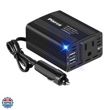 150W Power Inverter 12V DC to 110V AC Car Plug Adapter Outlet Converter with ...