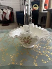 Fenton Hand Blown Milk Glass Decorative Basket with Floral Design
