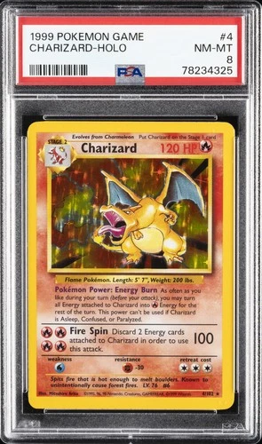 1999 POKEMON BASE SET UNLIMITED #4 CHARIZARD-HOLO PSA 8