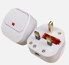 Mains Plug Top With On/Off Switch 13A Amp Fused 3 Pin Switched Neon White UK