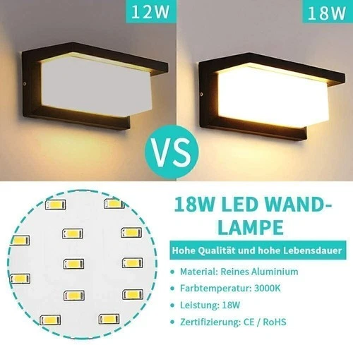 Lámpara de Pared LED Exterior 18W con Detector de Movimiento IP65 Antracita Sensor Negro - Imagen 6 de 15