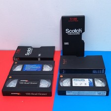 VHS head cleaner lot of 3 plus 2 extra case cassette tape dry/wet philips gemini