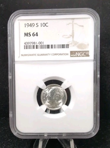 1949 S 10C Roosevelt Dime NGC MS 64 #5804