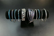 10 Pc Bracelet Silver Tone, Pink, Blue  Purple Mixed Styles Bangles I8