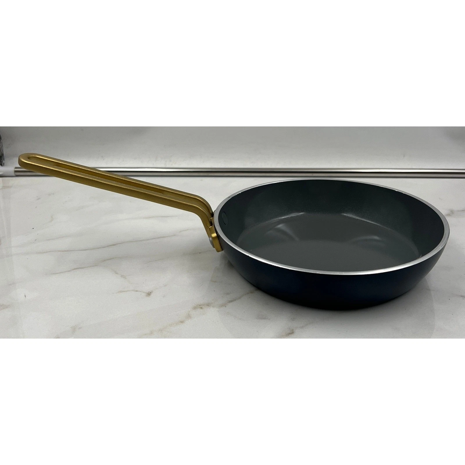 GreenPan x Stanley Tucci Ceramic Nonstick Frying Pan Dark Blue Gold Handle 9"