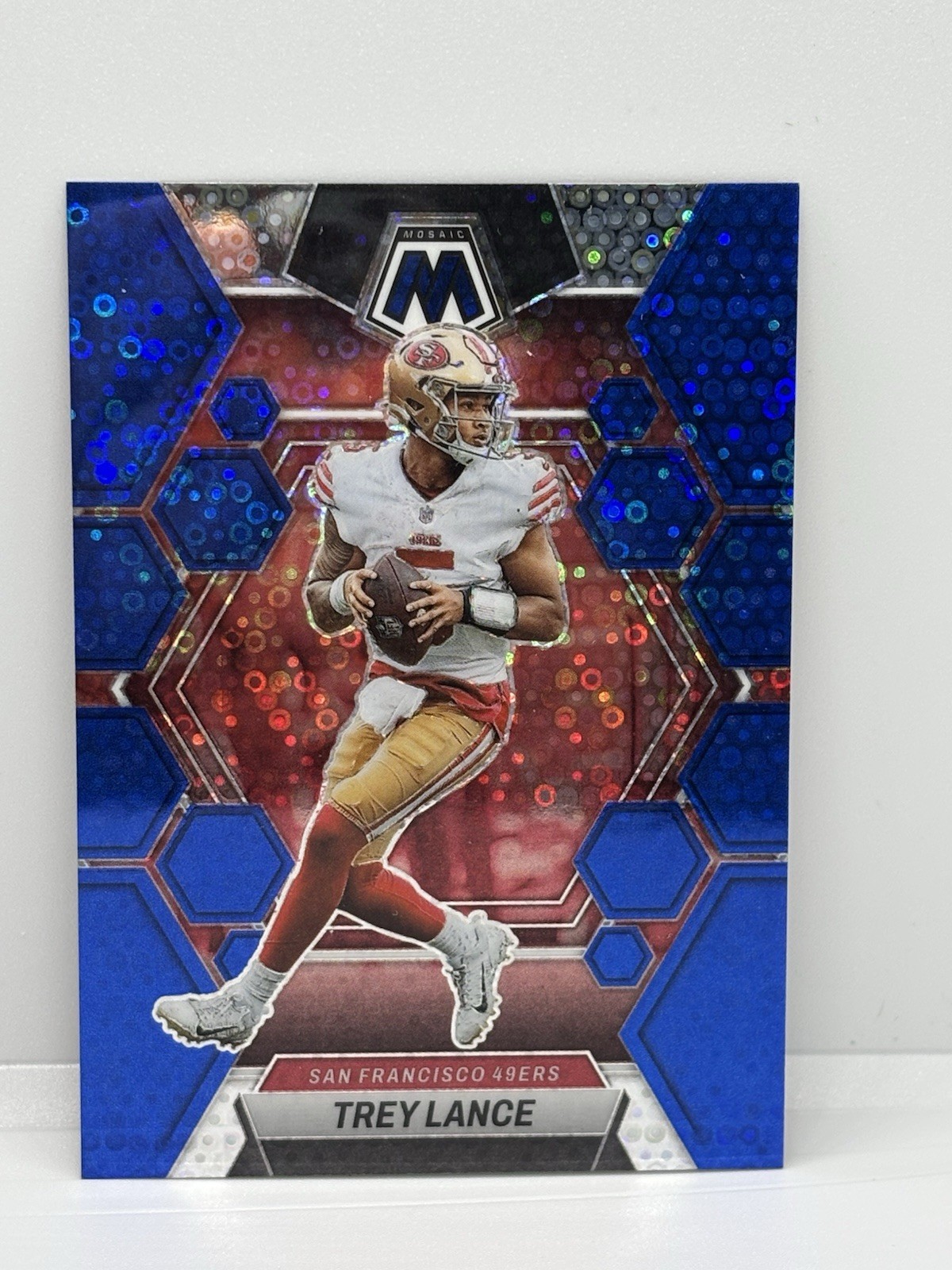 2022 Panini Mosaic #175 Trey Lance Mosaic No Huddle Blue /75 49ers Cowboys