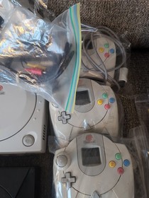 SEGA Dreamcast Bundle Lot Of 2 Consoles,Black,White,Mem Cards,Controllers Games