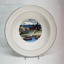 VTG Pioneer Bay Exclusive Serving Bowl Epoch E203 Sail-Row Boats Gulls10"Diax2"H