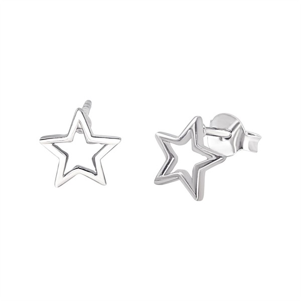 Ohrstecker Kleiner Offener Stern Himmlisch 925 Sterling Silber - Silverly-image